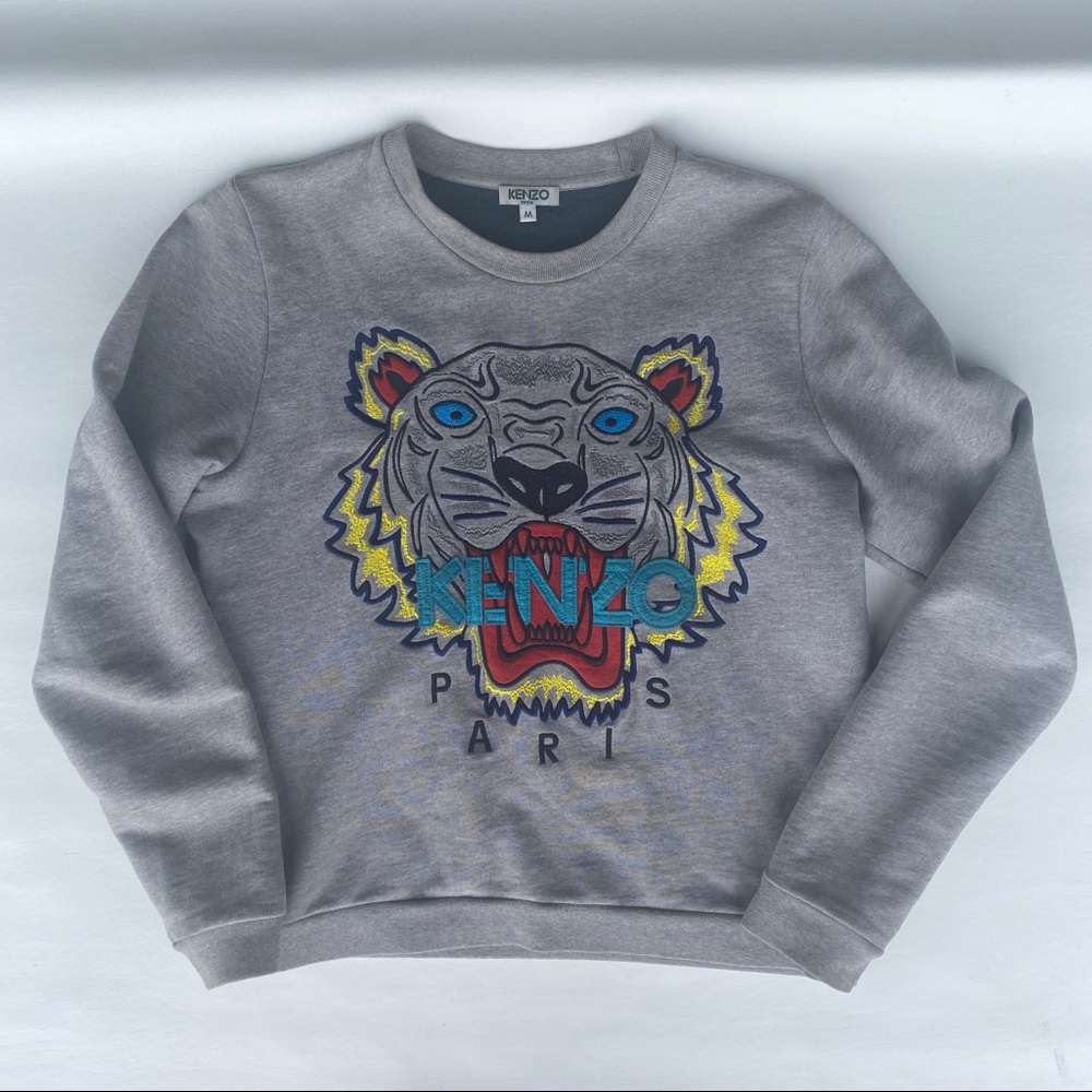 Kenzo sweatshirt tiger logo gray crewneck multi M